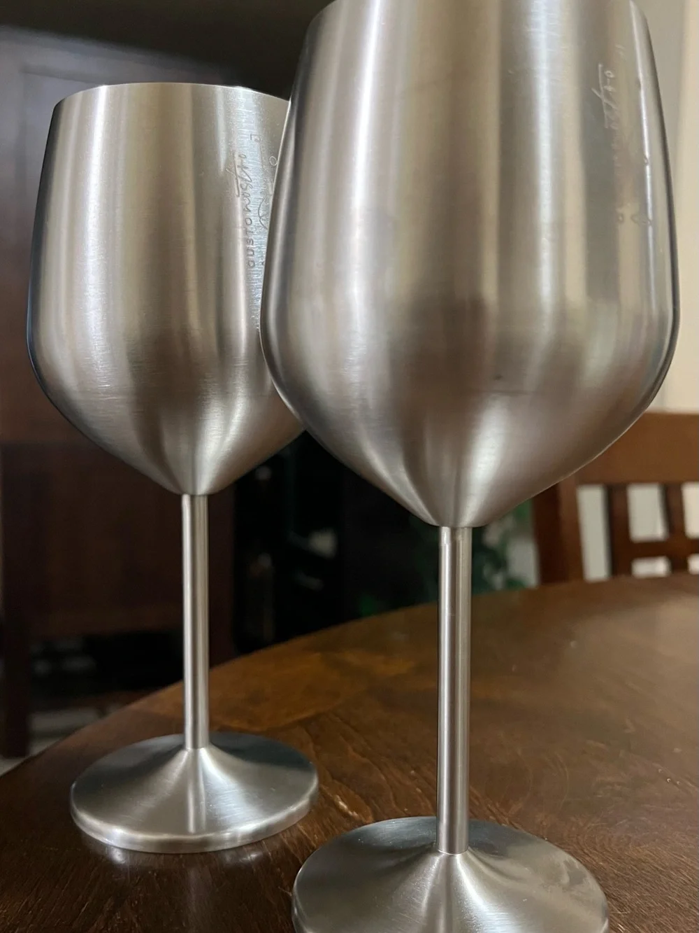 Gusto Nostro Stainless Steel Wine Glass - 18 oz - Cute, Set of 2, Silver